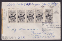 Flugpost Brief Air Mail USA Lufthansa Super Star New York Brüssel Belgien Borna - Lettres & Documents
