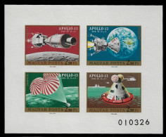 HUNGARY 1970 Moon Landing Of Apollo 13 - IMPERF. MINISHEET MNH (NP#141-P40) - Nuevos