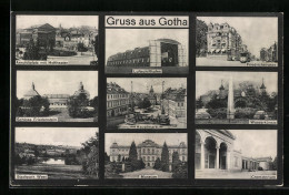 AK Gotha, Luftschiffhafen, Museum, Friedrichstrasse Mit Strassenbahn  - Gotha