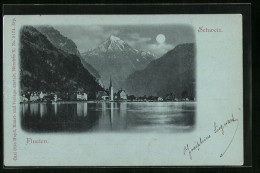 Mondschein-AK Flüelen, Panorama Des Ortes Vom Wasser Aus  - Flüelen