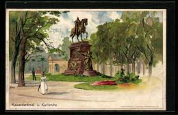 Künstler-AK Heinrich Kley: Karlsruhe, Kaiserdenkmal  - Kley