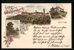 AK Waldenburg, Ortsansicht Mit Linde Und Fürstl. Schloss  - Waldenburg (Sachsen)