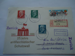 DDR  GERMANY   COVER  REGISTERED   1965 PEOPLES WEIMAR  ZURUCK - Other & Unclassified