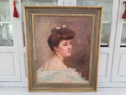 Peinture à L'huile Portrait D'une Femme De Qualité Vers 1900/30 - Huiles