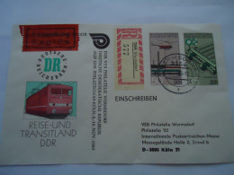 DDR  GERMANY  REGISTERED EXPRES COVER 1986   TRAINS   HELICOPTERS  WERMSDORF - Other & Unclassified