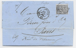 FRANCE SAGE 15C N°77 PERFORE P.L  LETTRE COVER PORTET LAVERIE LE MANS SARTHE 1878 - Storia Postale