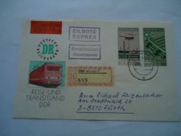 DDR  GERMANY  REGISTERED EXPRES COVER 1986   TRAINS   HELICOPTERS  WEIMAR - Altri & Non Classificati