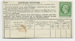 FRANCE N° 20 NEUF SUR PETITE CARTE DEPECHE REPONSE GUERRE 1870 - Oorlog 1870