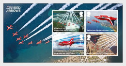 Great Britain United Kingdom 2024 Red Arrows 60th Anniversary Aviation Airplanes Set Of 4 Stamps In Block MNH - Blocks & Miniature Sheets