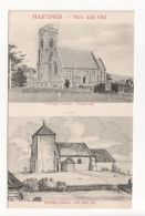 Hastings, New And Old - Fairlight Church - Vintage Sussex Postcard - Hastings