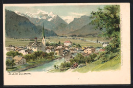 Künstler-AK Edward Theodore Compton: Zell Im Zillerthal, Blick Auf Das Dorf Und Ins Tal  - Compton, E.T.