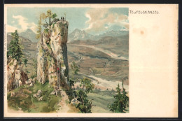 Künstler-AK Edward Theodore Compton: Blick Auf Die Teufelskanzel Und Die Berge  - Compton, E.T.
