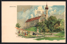 Künstler-AK Edward Theodore Compton: Andechs, Ortsansicht Mit Kirche  - Compton, E.T.