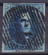 Belgique - N°4 - Médaillon 20c Bleu Foncé - D73 LIEGE - 1849-1850 Medallones (3/5)