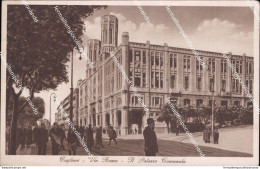 Af846 Cartolina Cagliari Citta' Via Roma Il Palazzo Comunale 1935 Sardegna - Cagliari