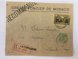 !!! MONACO, LETTRE RECOMMANDÉE DE LA CONDAMINE POUR VILLEFRANCHE SUR MER, TAXÉE - Postmarks