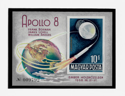 HUNGARY 1969 "Apollo 8" Orbiting - IMPERF. MINISHEET MNH (NP#141-P43) - Nuevos