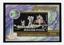 HUNGARY 1969 The First Manned Moon Landing Apollo 11 - IMPERF. MINISHEET MNH (NP#141-P43) - Nuevos