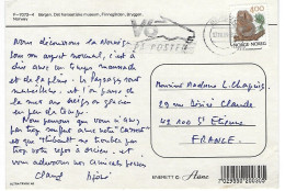 NORVEGE - NORGE - Carte Postale Pour FRANCE Timbre Ecureuil 400  Obliiteration Mecanique " BERGEN " 07.08.89 - Storia Postale