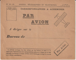 POSTE AERIENNE ! - ENVELOPPE DE SERVICE PTT POUR LES CORRESPONDANCES A ACHEMINER PAR AVION - 1927-1959 Brieven & Documenten