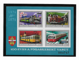 HUNGARY 1974 The 100th Anniversary Of The Budapest Rack Railway - IMPERF. MINISHEET MNH (NP#141-P51.1) - Nuevos