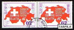 BULGARIA - 1991 - 700an. De La Confederation Helvetique - 2v Paire Obl. - Oblitérés
