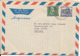 India Aerogramme Sent To Denmark 2-8-1971 - Aerogramas