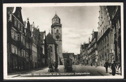 AK Donauwörth, Obere Reichsstrasse Mit Geschäften Und Stadtpfarrkirche  - Donauwoerth