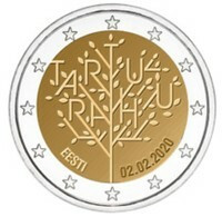 Estland  2020     2 Euro Commemo  Vredesverdrag Van Tartu - Traite De Tartu     UNC Uit De Rol  UNC Du Rouleaux  !! - Estonia