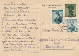 Österreich Trachten-Postkarte (Ganzsache, Michel P 338 II) Mit Zusatzfrankatur Von Döbriach Nach Heel (NL) , 1954 - Briefkaarten