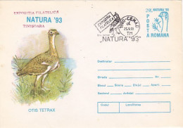 ANIMALS, BIRDS, LITTLE BUSTARD, COVER STATIONERY, 1993, ROMANIA - Cranes And Other Gruiformes
