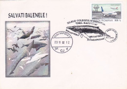 ANIMALS, MARINE MAMMALS, HUMPBACK WHALE, SPECIAL COVER, 2002, ROMANIA - Ballenas