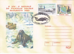 ANIMALS, MARINE MAMMALS, WHALE, WALRUS, COVER STATIONERY, 2002, ROMANIA - Whales