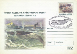 ANIMALS, MARINE MAMMALS, WHALE HUNTING HISTORY, SHIP, COVER STATIONERY, 2004, ROMANIA - Ballenas