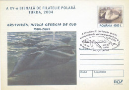 ANIMALS, MARINE MAMMALS, WHALE HUNTING HISTORY, SHIP, COVER STATIONERY, 2004, ROMANIA - Whales