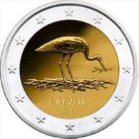 Letland-Lettonia 2015  2 Euro  Commemo  Ooievaar - Cigogne  UNC Uit De Rol  UNC Du Rouleaux  !! - Letland