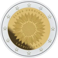 Letland-Lettonia 2023  2 Euro  Commemo  "Zonnebloem-Tournesol" UNC Uit De Rol  UNC Du Rouleaux  !! - Lettonie