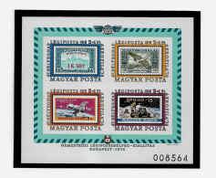 HUNGARY 1974 International Airmail Stamp Exhibition, AEROFILA `74, Budapest - IMPERF. MINISHEET MNH (NP#141-P52) - Nuevos