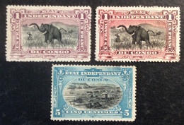 Congo Belge 1894 1 F X 2 + 5 C X 1 Neuf Sans Gomme Lot De 3 - Ungebraucht