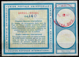 BRESIL BRAZIL  Vi20  Ms. 1,90 / Cr$ 1,05 Int. Reply Coupon Reponse Antwortschein Cupon Respuesta IRC IAS  SAO PAULO 29.0 - Enteros Postales