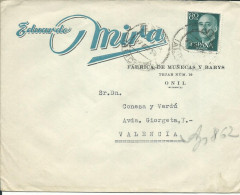 ESPAGNE LETTRE A ENTETE 80c ONIL POUR VALENCIA DE 1955 LETTRE COVER - Cartas & Documentos