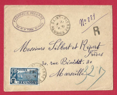 !!! RÉUNION, LETTRE RECOMMANDÉE DE SAINT-PIERRE POUR MARSEILLE DE 1928 - Cartas & Documentos