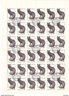 URSS 1980 ANIMAUX RENARD NOIR Planche De 36 Yvert 4706, Michel 4968 Oblitéré, Used; Cote Yv 7.20 Euros - Feuilles Complètes