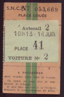 Ticket SNCF, Place Louée - Andere & Zonder Classificatie