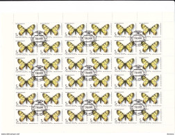 URSS 1986 PAPILLONS Planche De 36 Yvert 5286 Oblitéré, Used; Cote : 7.20 Euros - Feuilles Complètes