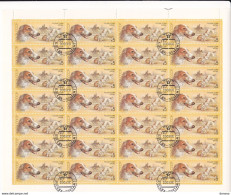 URSS 1988 CHIEN LEVRIER Planche De 28 Yvert 5511, Michel 5827 Oblitéré, Used; Cote Yv 4.80 Euros - Feuilles Complètes