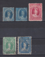 Australien/Queensland Queen Victoria-Ausgaben 5 Werte O Mit 2x Two Pence Blau, 5 Shilling Und 2 Stempelmarken - Gebruikt