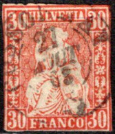 Suisse / Helvetia 30 Timbre Franco - 1863 - RARE - Usados