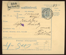 NAGYVÁRAD 1899. Nice Parcel Card - Pacchi Postali