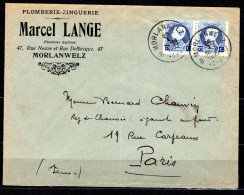213 En Paire Sur Lettre Expédiée De Morlanwelz à Destination De Paris 26-01-1927 - Brieven En Documenten